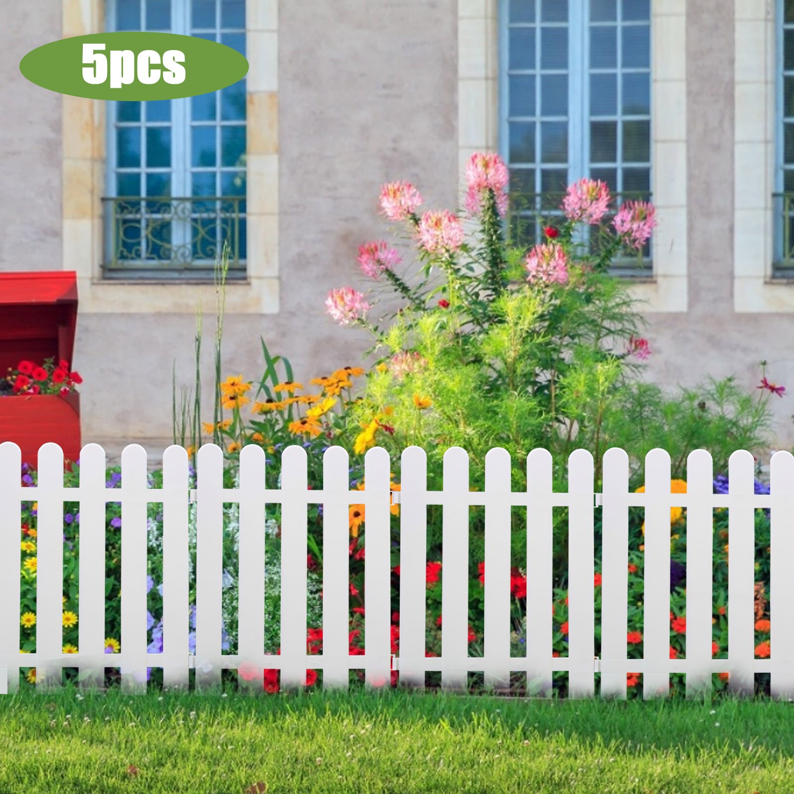 Piquet de jardin en plastique détachable, 5 pièces, décor de mariage, blanc, pour jardin, balcon, aménagement paysager, décoration d&#39;extérieur