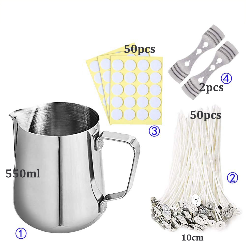 Chuangge Diy Handmake Candle Crafting Tool Kit Aromatherapy Candles Making Tools With Melting Pot Wick Suitable For Beginner: 550ml 103pcs