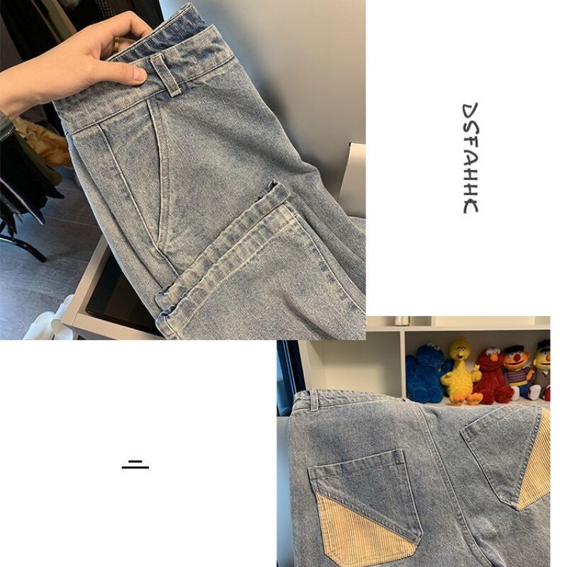 Men Jeans Spring Summer Casual Streetwear Baggy Denim Trousers Wide Leg Plus Size 5XL Patchwork Harajuku Hip-hop Ulzzang