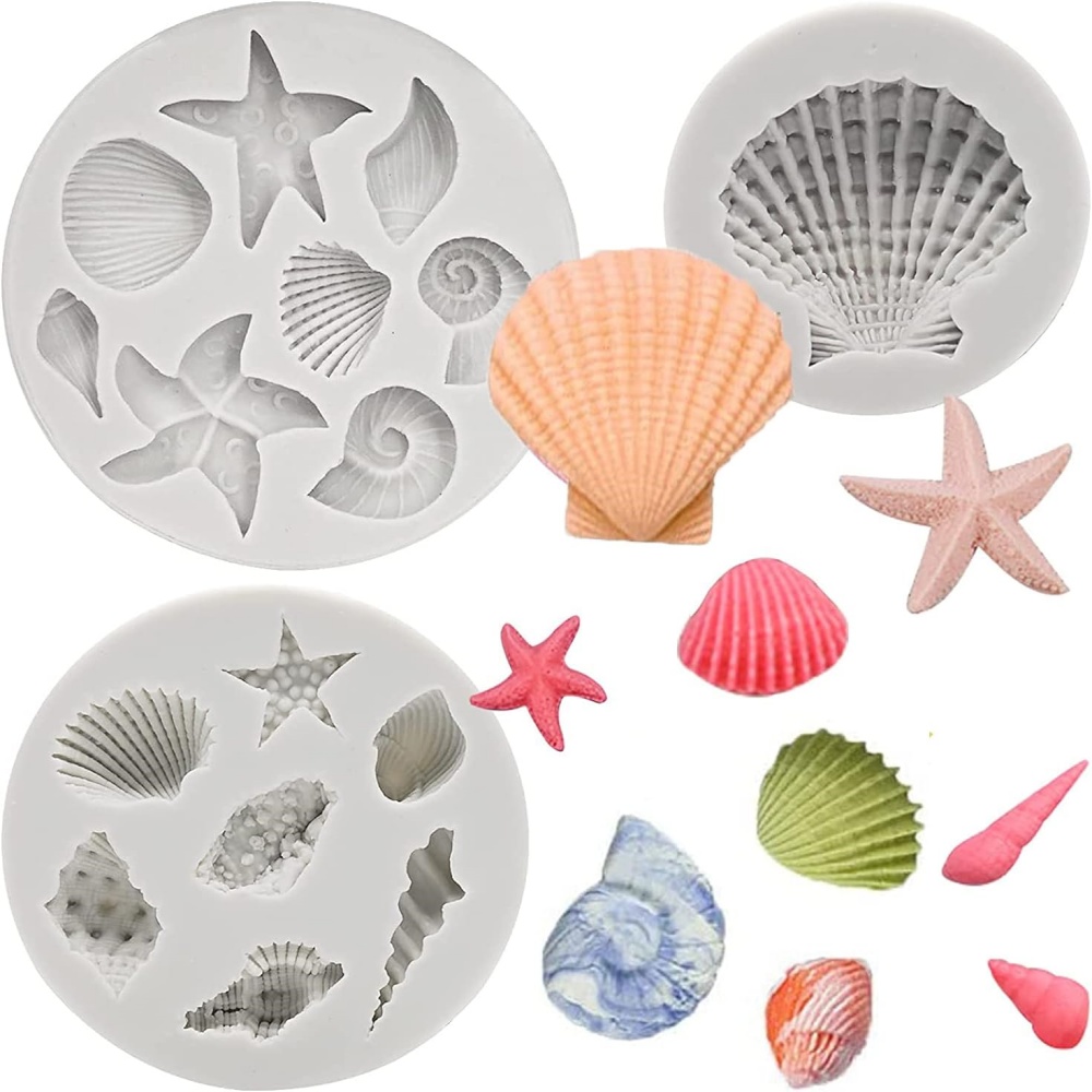 Silikonform Marine Thema Muschel Kuchen Dekorieren Werkzeuge Schokolade Muschel Butterform Seestern Tonne Fondant Basteln Backen