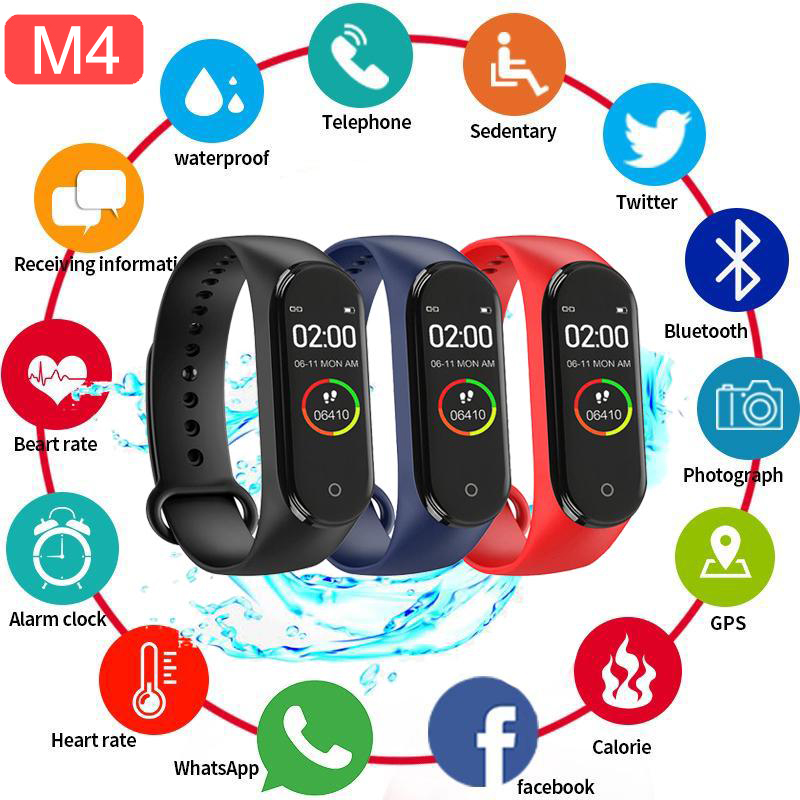 Sports electronic watch Smart Band Fitness Trcker M4 Sport Bracelet Pedometer Heart Rate Blood Pressure Bluetooth Health