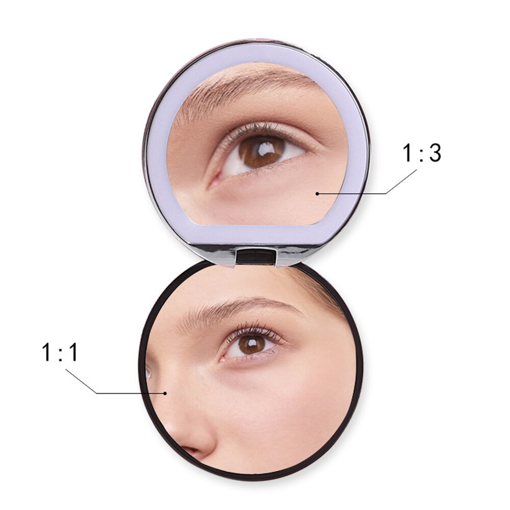 1X/3X Magnifying Lighted Makeup Mirror Light Mini Round Portable LED Make Up Mirror Pocket Makeup Mirror with Light