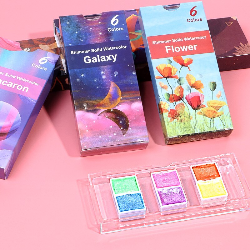 6/12 Pearl Solid Watercolor Paints Metallic Pigment Art Glitter Paint Acrylic Paints Paint By Numbers