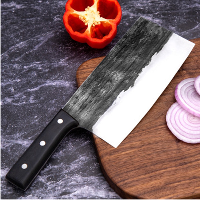 Handmade Forged Kitchen Santoku Knife Carbon Steel Forged Chinese Knife Meat Cleaver Chopper Kitchen Knives Chef Cooking Tools