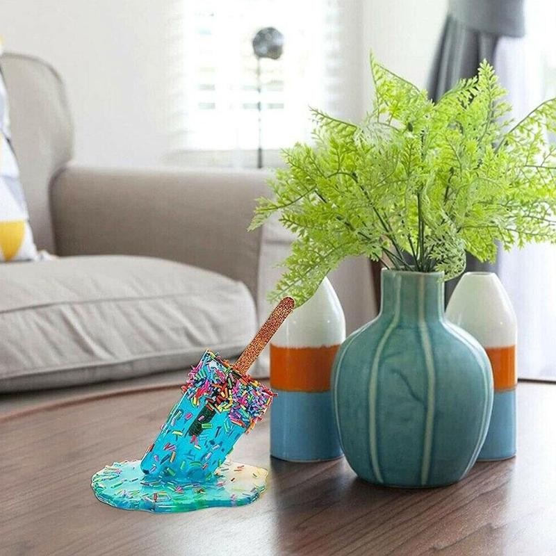 Is smältande istappar skulptur dekoration miniatyr harts hantverk popsicles glass tillbehör heminredning