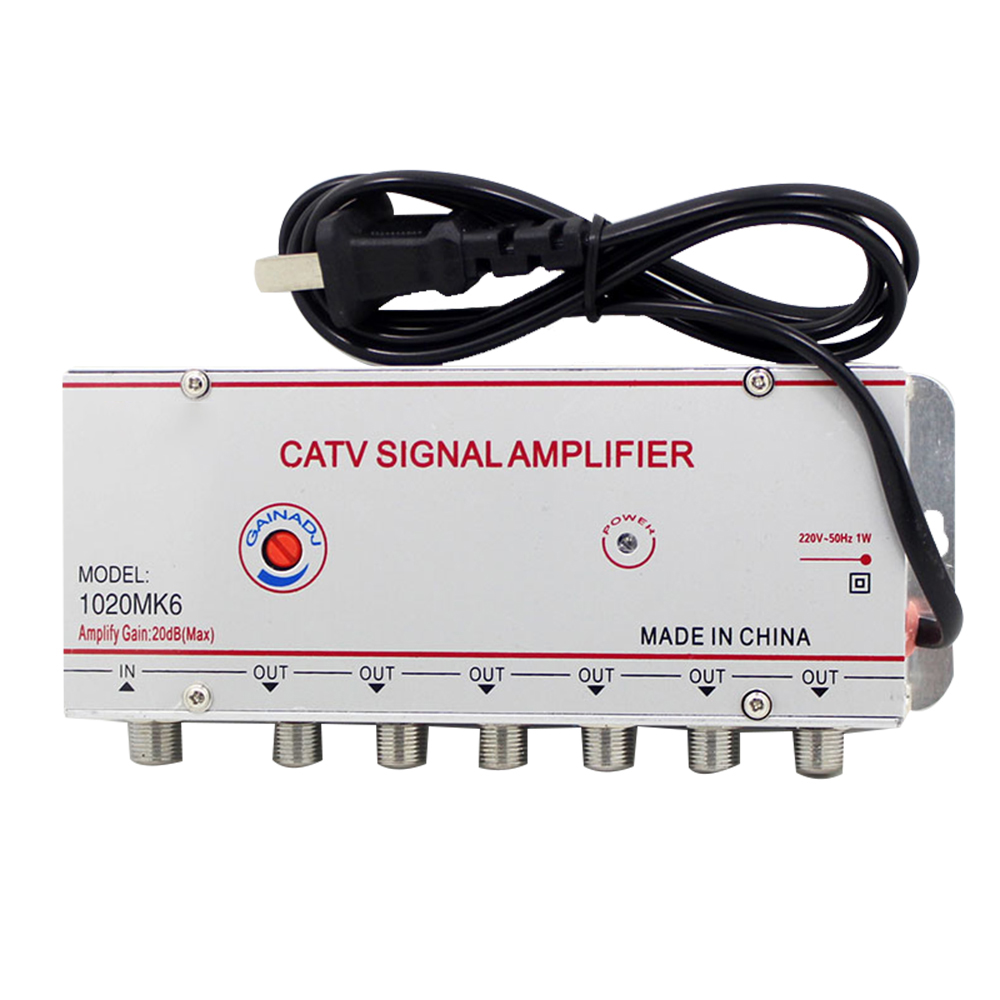 4/6/8 Way 20 db Digital tv Antenna CATV TV box Signal Amplifier Antenna for digital tv Signal Booster Splitter US EU Plug 220V: WHITE