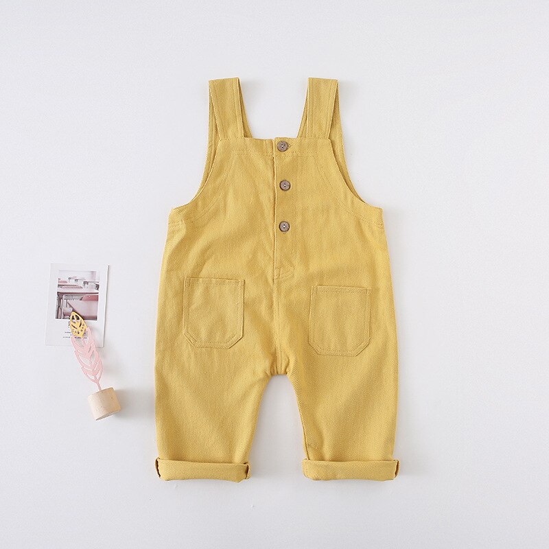 printemps nouveauté style coréen coton couleur pure tout-match décontracté jarretelle pantalons longs pour mignon doux bébé filles et garçons