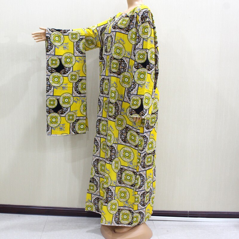 Afrikaanse O-hals Lange Mouw Lange Jurk Vrouwen Lente Jurken Casaul Elegante Vrouwen Jurk