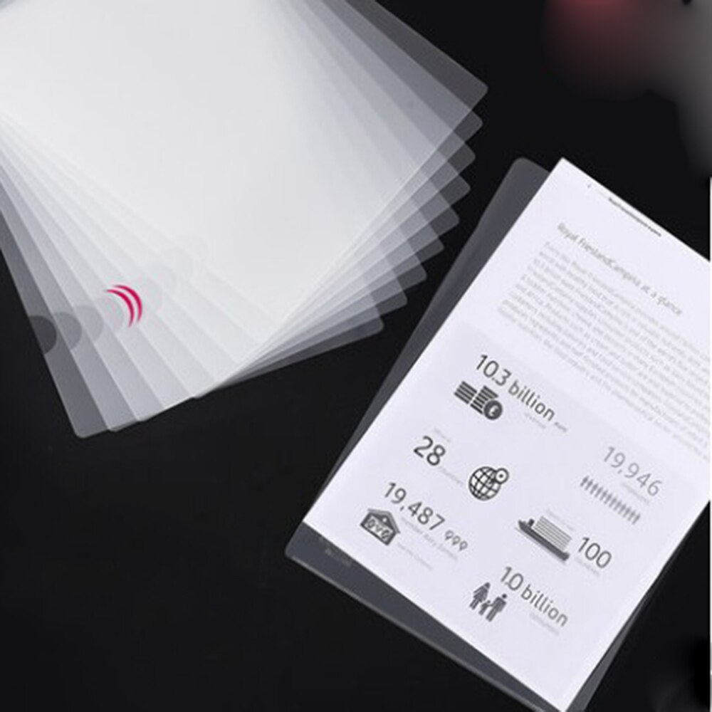 10pcs/set transparent single page folder A4 insert sheet folder file protection cover Presentation folder L Type File Bag