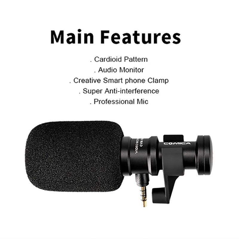 Comica CVM-VS08 Wireless Mobile Phone Microphone Mini Portable Microphone Video Interview Vlog Mic For iPhone Android Smartphone