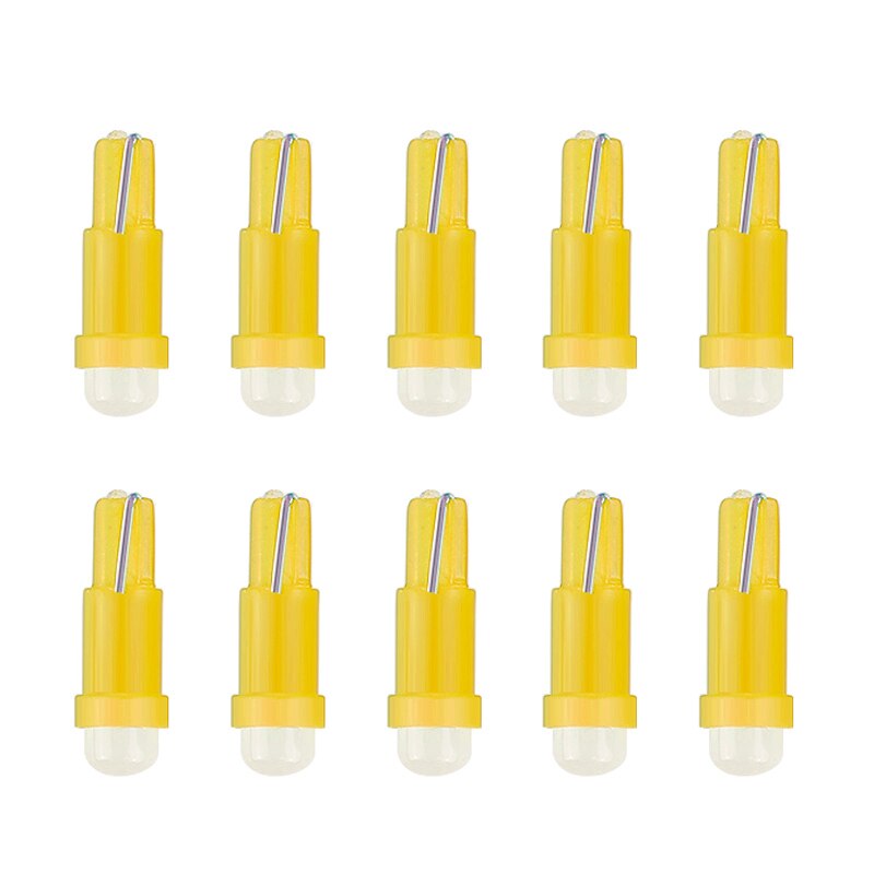 10PCS T5 COB 12V Led Car Interior Lights Dashboard Warming Indicator Wedge Auto Instrument Lamp Dash Indicator Light Panel Bulbs: yellow