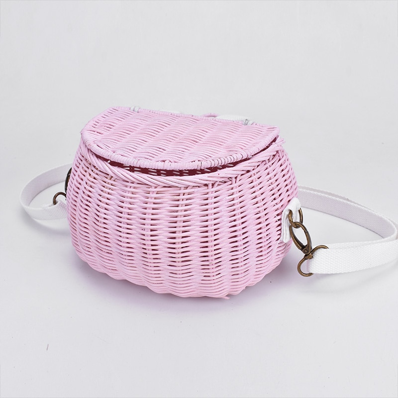 6 couleurs enfants adultes rotin wintage plage paille sac femmes épaule messager bambou panier sac