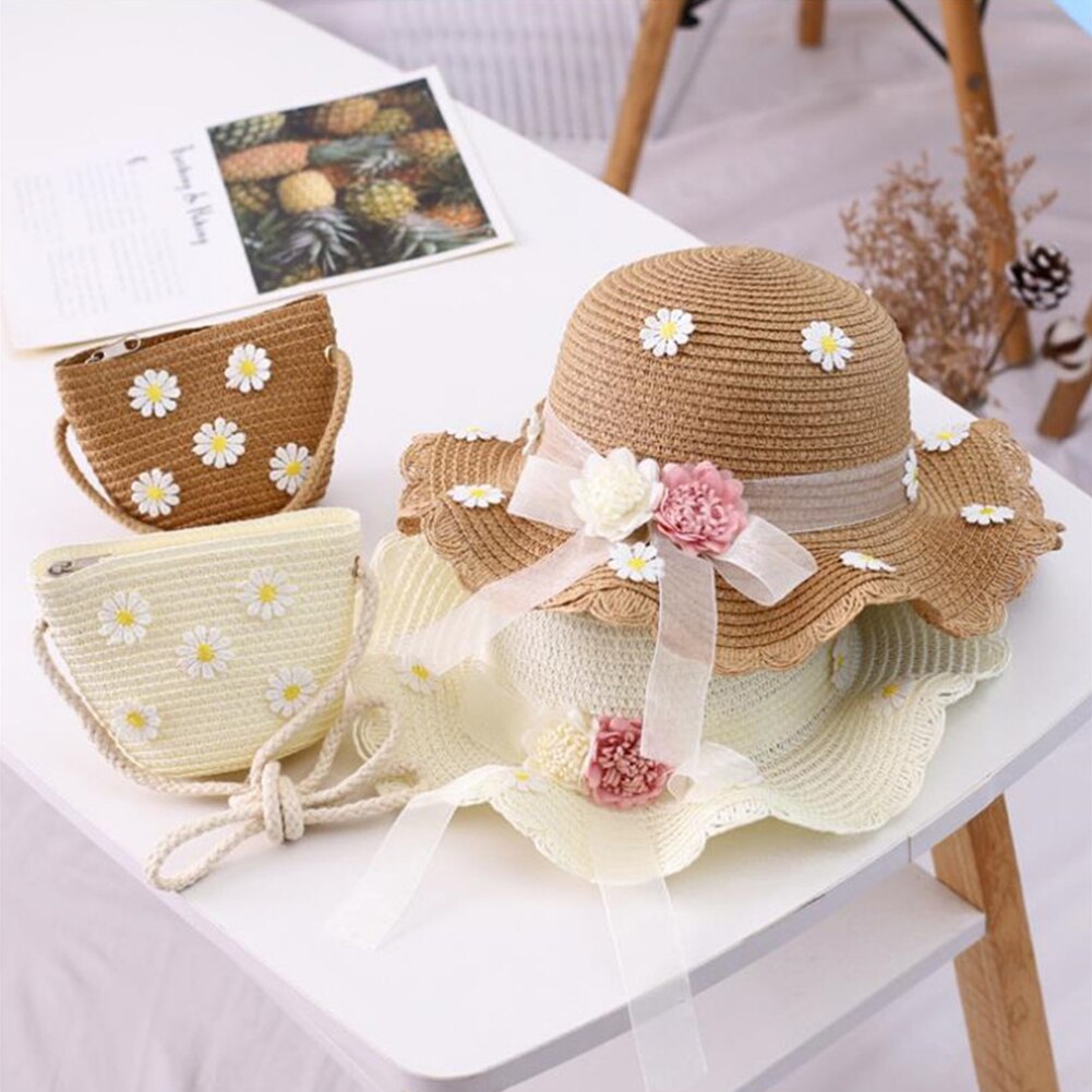 Summer Girl children 2 pieces set straw hat+ handb... – Grandado