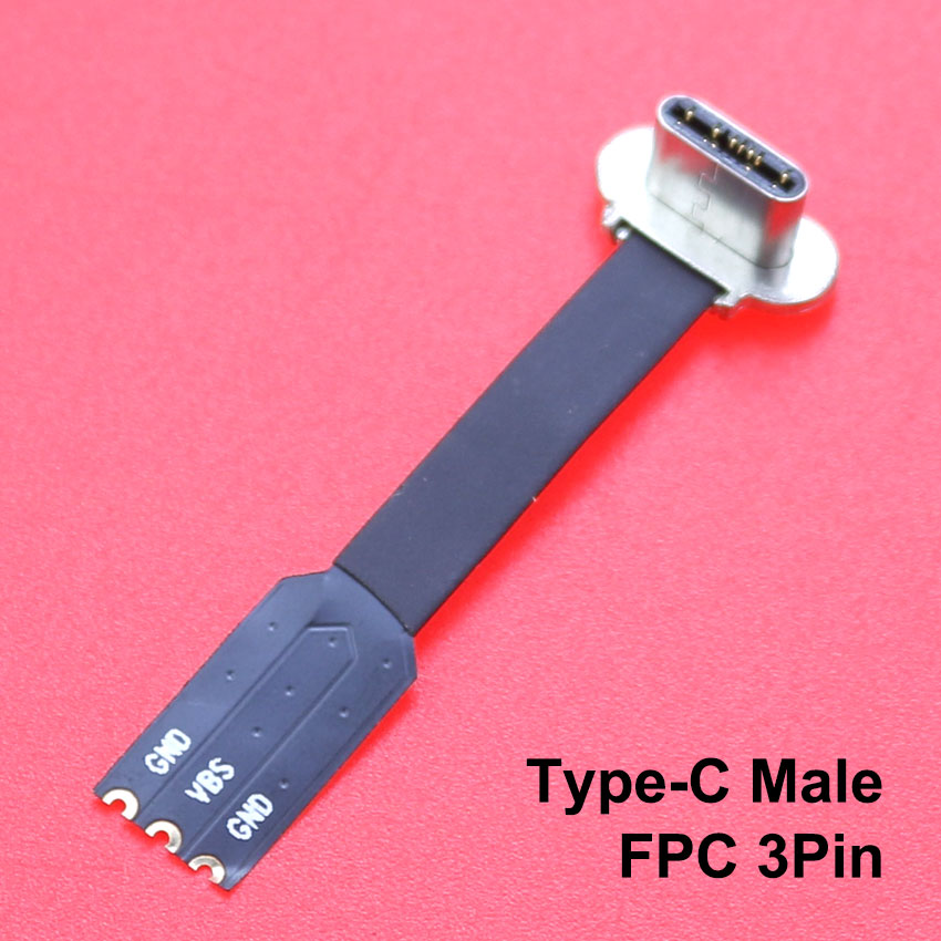 Conector Micro USB tipo C FPC 2 pines 3 pines con resistencia R1 Cable plano suave Cable de carga macho extensión de Cable de carga rápida para teléfono