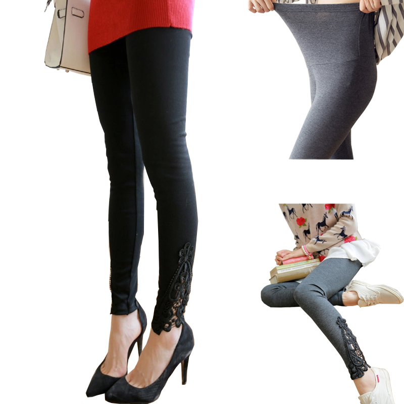 Herfst Moederschap Leggings Lace Hollow-Out Decoratieve Knit Katoen Zwangere Vrouwen Kleding Broek 718