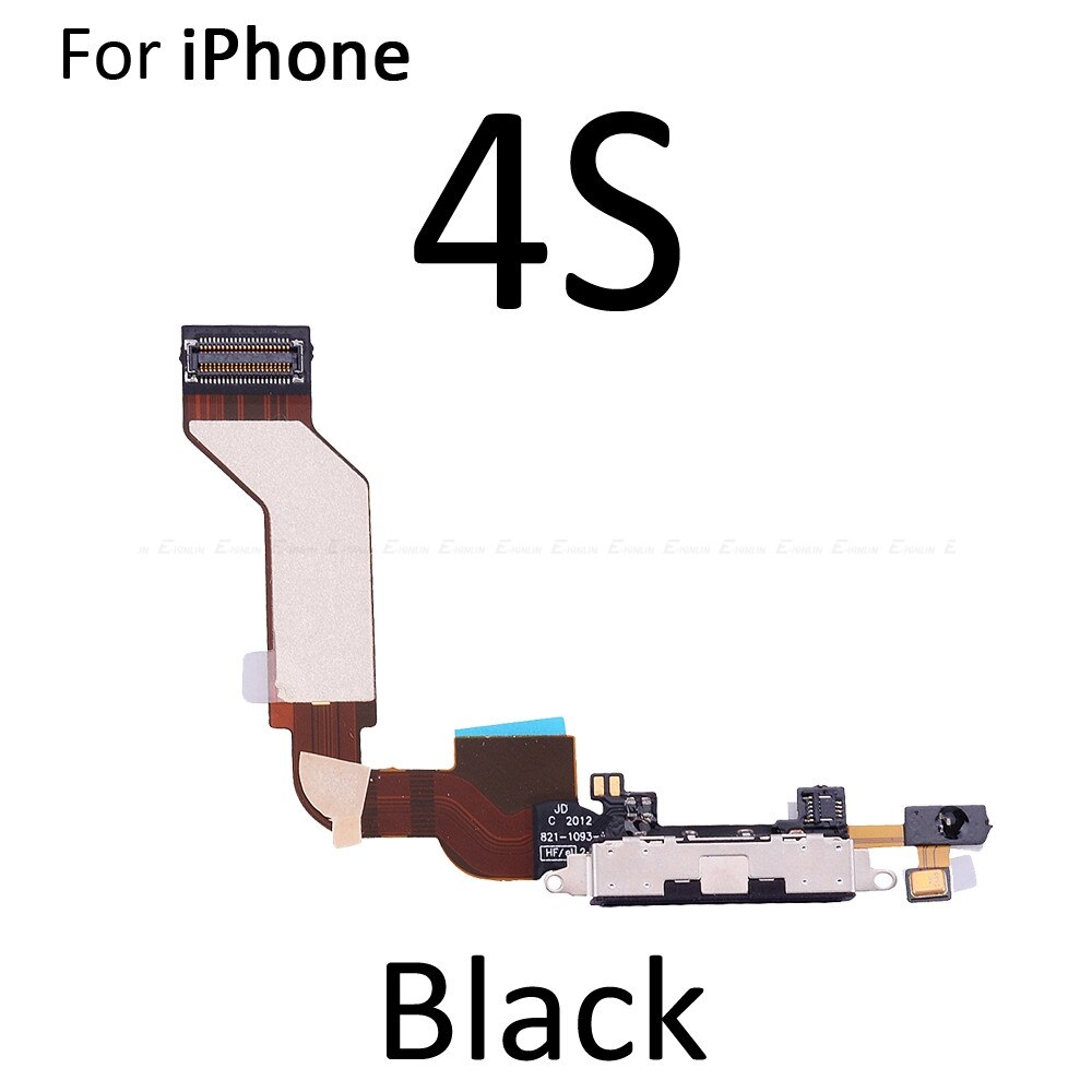 Charger Charging Port Dock Connector Flex Kabel Voor Iphone 4 4S 5 5S 5C Se Met Microfoon Hoofdtelefoon audio Jack Vervanging Deel: For iPhone 4S Black