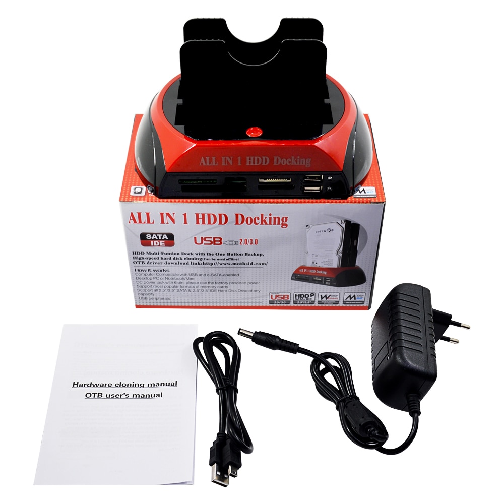 All In 1 Hdd Docking Station Usb 2.0 2.5 "3.5" Ide Sata Externe 4Tb Hdd Box Harde schijf Behuizing Kaartlezer Eu Power Plug