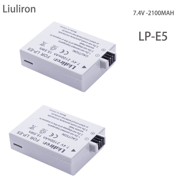2x batterie LP-E5 LP E5 LPE5 batterie pour Canon EOS 450D 500D 1000D KISS X2 X3 F rebelle XS XSi T1i accessoires pour appareil photo