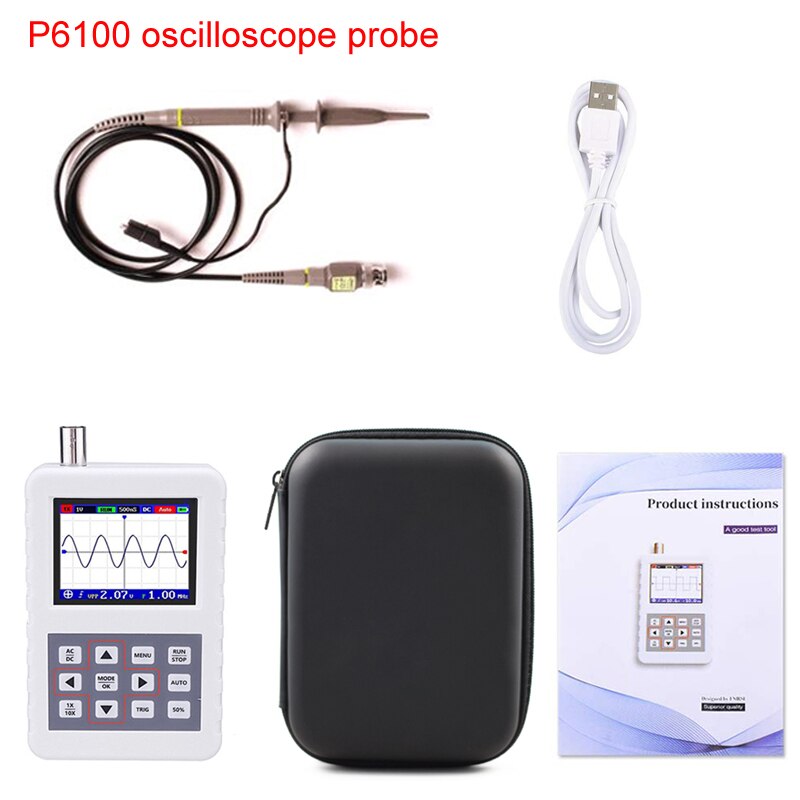 YEAPOOK – Mini Oscilloscope numérique Portable, Kit de stockage, bande passante de 5MHz, taux d'échantillonnage de 20 MS/s, entrepôt RU: with p6100 probe