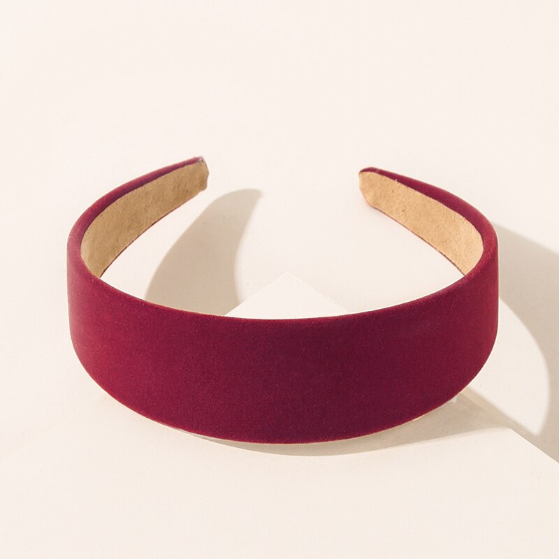 Diadema de terciopelo para mujer, diadema de Lazo Rojo de vino negro, bandanas de franela, de Color sólido coletero, accesorios de pelo elegantes: Rojo rosado
