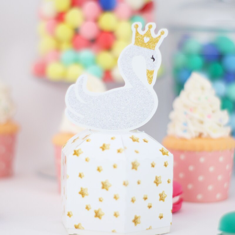 Swan Candy Box Birthday Glitter Topper Swan Party Decoration Birthday Swan Glitter Paper Cake Topper Birthday Decorations Part