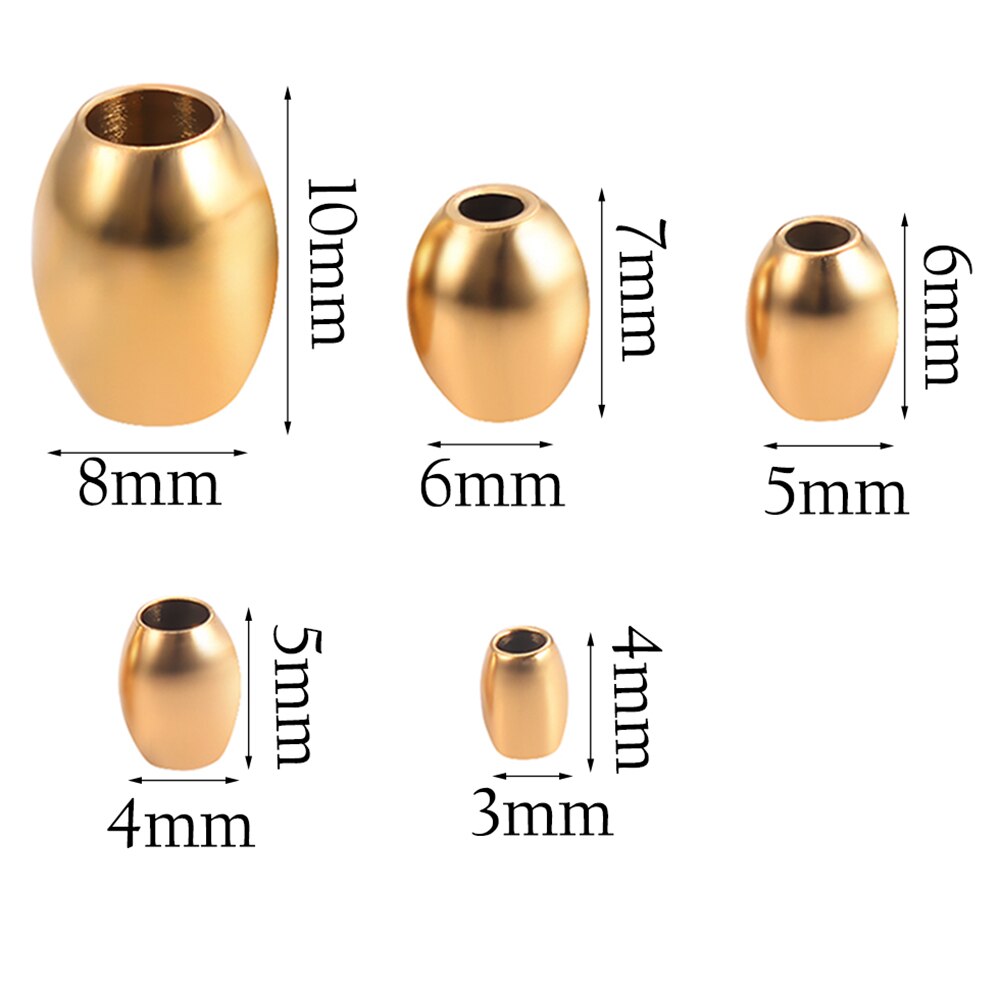 50 Uds. SEPARADORES ovalados de acero inoxidable cuentas de Metal sueltas para DIY pulsera collar joyería hacer accesorios hallazgos: Gold / 3x4