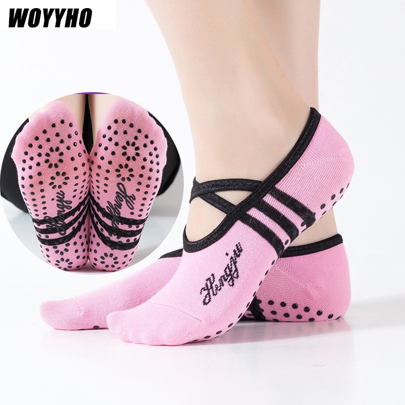 WOYYHO Women Cross Strap Backless Yoga Socks Slipp – Grandado