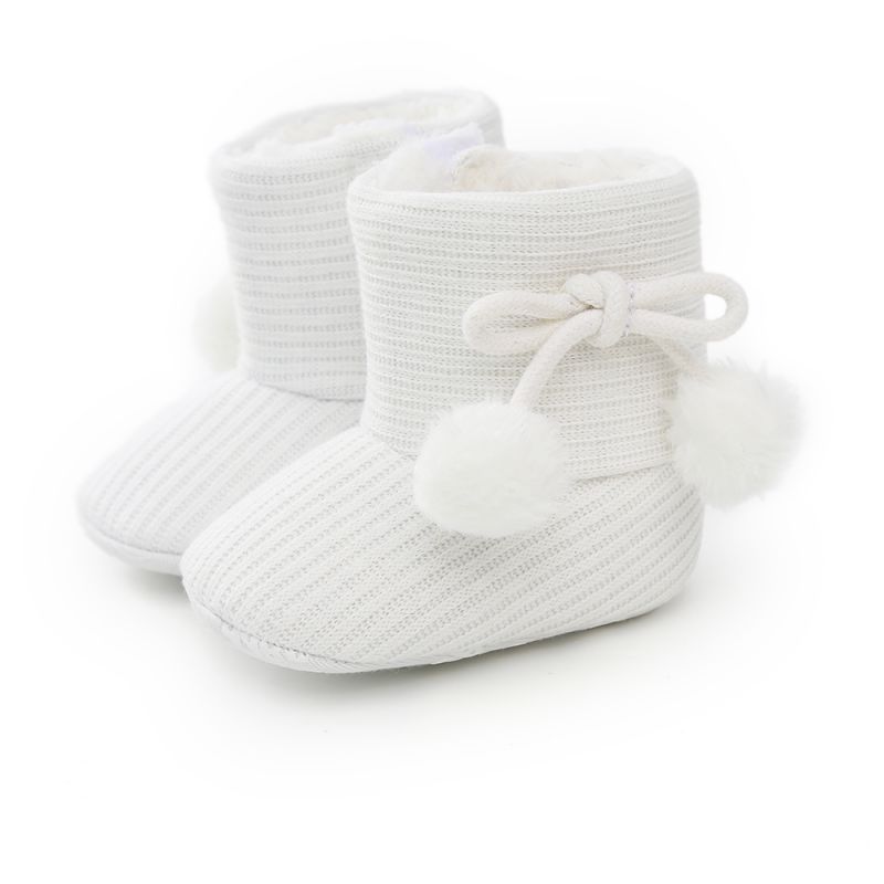 Jongens Meisjes Laarzen Baby Kid Meisjes Schoenen Gebreide Bont Laarzen Peuters Soft Sole Korte Warme Zachte Sneeuw Schoenen 0- 18 maanden