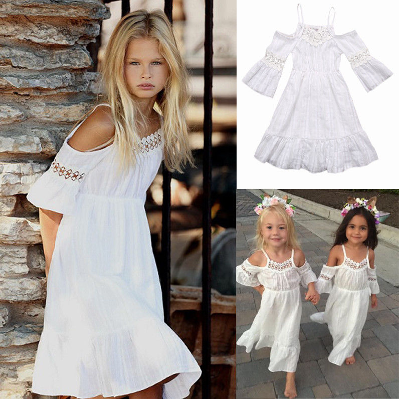 2 Tot 6 Jaar Leuke Littler Meisjes Wit Zomer Jurk Kinderen Vintage Kant Prinses Wedding Party Pageant Jurken