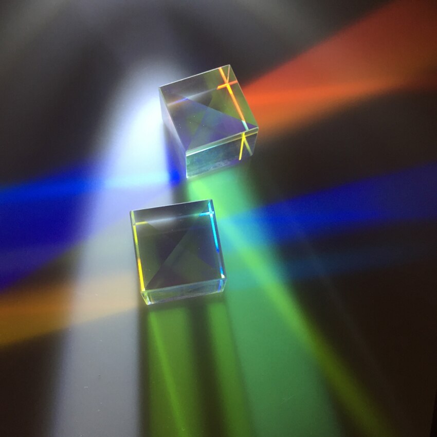 Prismes verre optique Cube défectueux croix dichroïque prisme miroir combinateur séparateur décor Module Transparent jouet outils d'enseignement