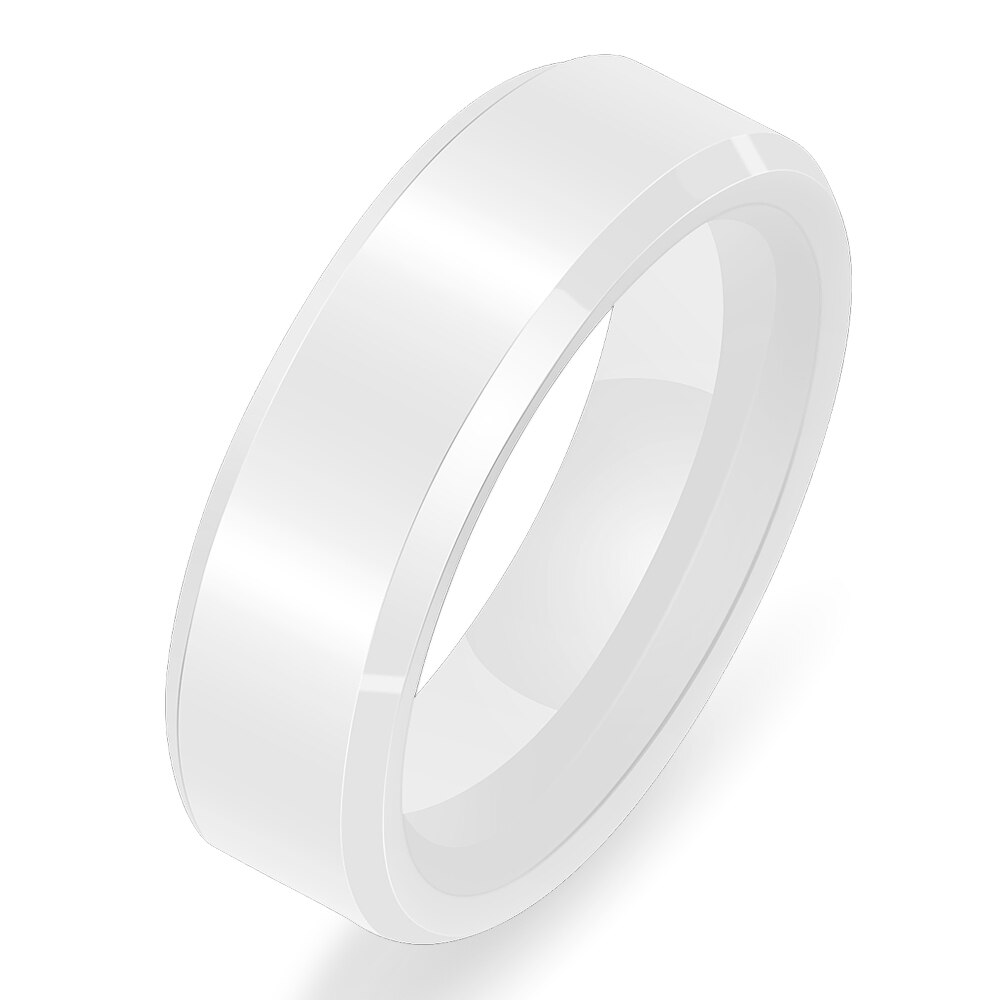 Mode Brede 6 Mm Zwart Wit Ringen Ruimte Keramische Sieraden Ring Eenvoudige Staart Ring Van Mannen En Vrouwen Party accessoires: 6 / white