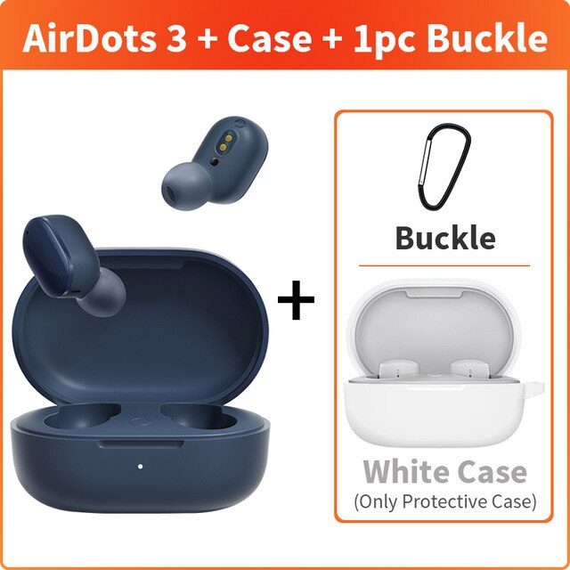 Xiaomi Redmi AirDots 3 True Wireless Bluetooth earphone aptX Adaptive Stereo Bass With Mic Handsfree Buds 3 TWS Earbuds: blue add White case