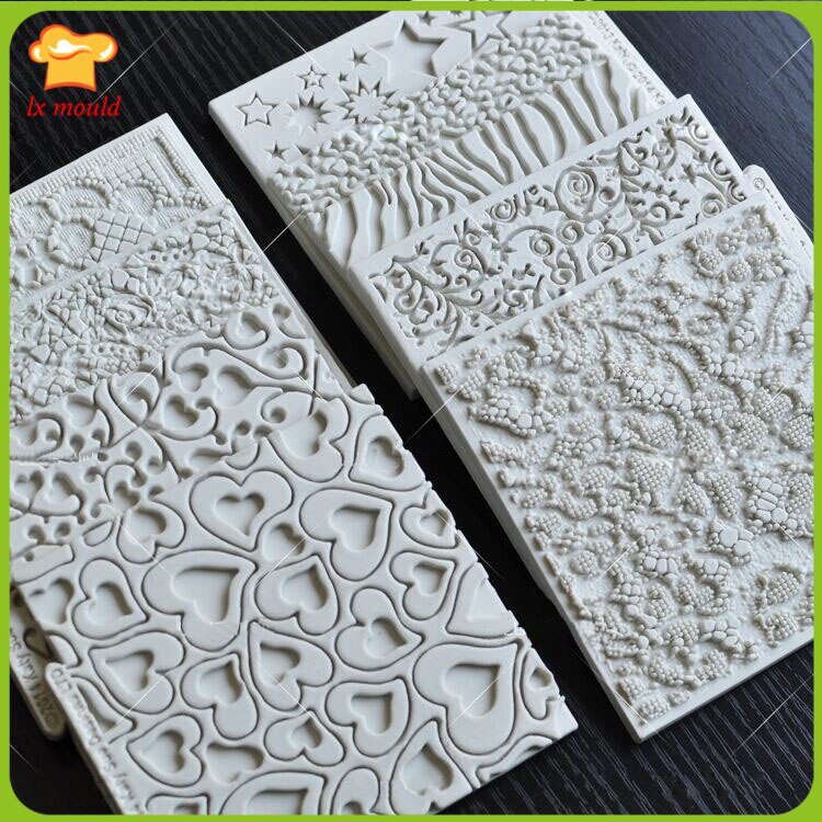 Textur designs spitze silikon form für kuchen dekorieren zucker paste formen