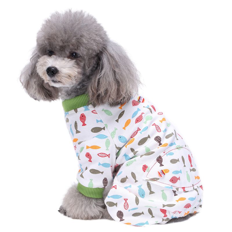Honden Katten Katoen Vlekken Leuke Kleding Pyjama Pet Patroon Aardbei Pyjama Vis Zomer Huisdier Qgnv