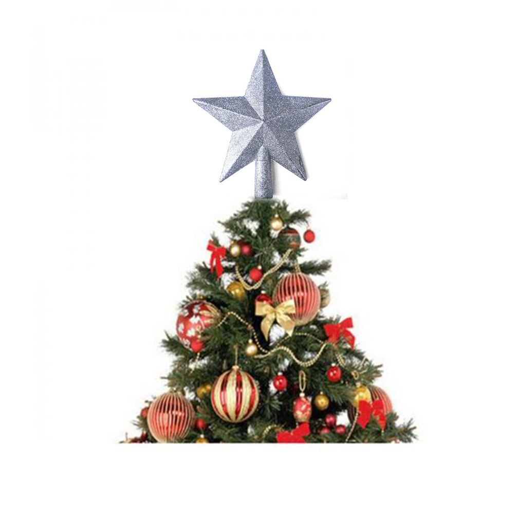 Glitter Christmas Tree Topper Star Christmas Tree Decoration For Home Xmas Tree Top Ornaments Year Decor