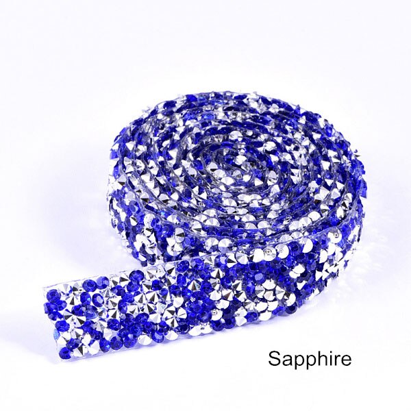 1 Yard/Lot Breedte 15 M Vele Kleuren Steentjes Banding Kristal Zilveren Steentjes Trim Banding Riem Rhinestones Trimmen Diy b3838: Sapphire