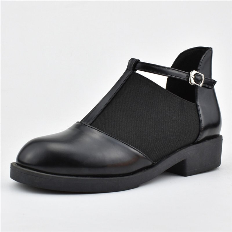 Odetina Mode Dames Casual Platte Schoenen Met Gesp Vrouwen T-strap Enkelbandje Flats Ronde Neus Lente Herfst Schoenen big Size 43: 8