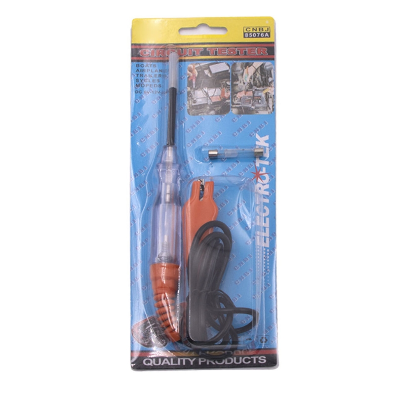 Car Circuit Tester 6V-12V-24V DC Automotive Voltage Test Electrical Volt Continuity Tester Auto with Indicator Light: Orange