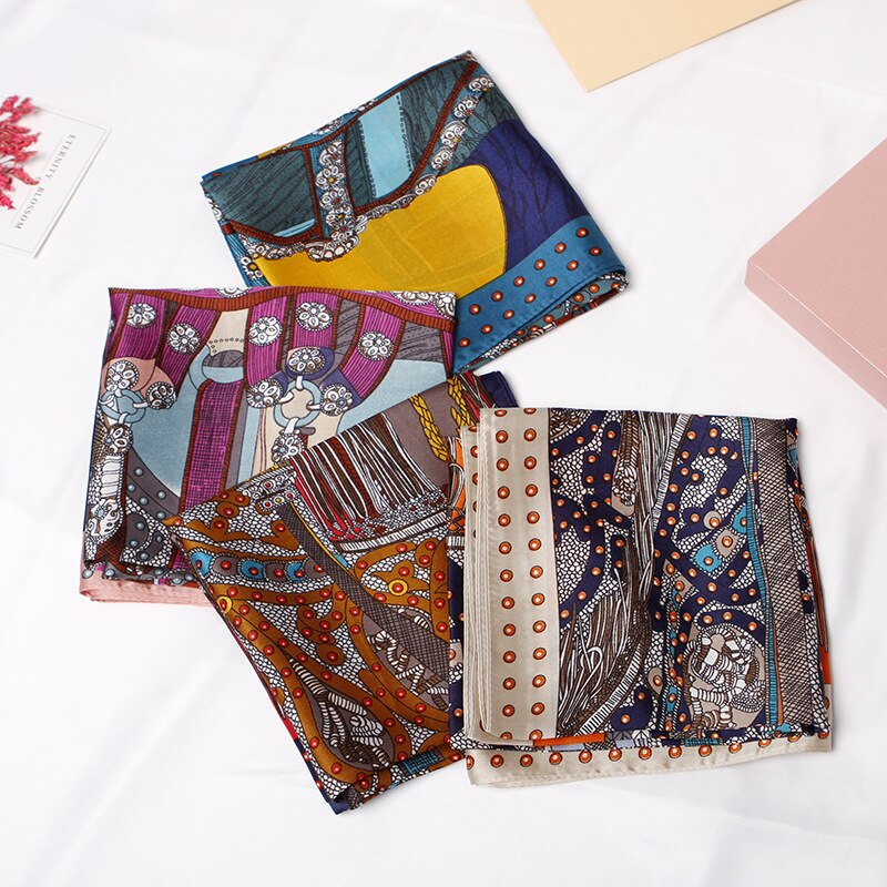70 x 70 satijnen stippen multifunctionele dames zijden keper sjaal satijnen vierkante stropdas haarband dames foulard femme handdoek bufanda sjaal