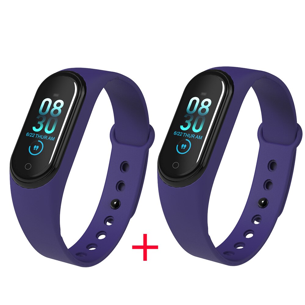 M4 smart band 4 fitness armbånd sport smart ur puls blodtryk armbånd smartwatch til xiaomi som mi band 4: 2 stk blå