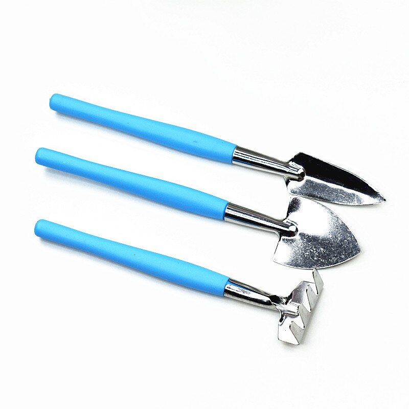 Blue Stainless Steel Gardening Tool Portable Balcony Home-grown Mini Digging Suits Shovel Rake Garden Combination Tool 3PCS /Set: Blue 3PCS