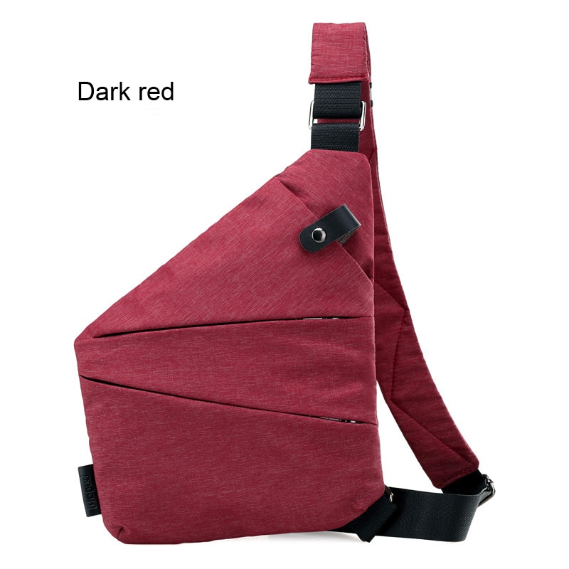 Brand Men Travel Business Fino Bag Burglarproof Shoulder Bag Holster Anti Theft Security Strap Digital Storage Chest Bags: Dark Red