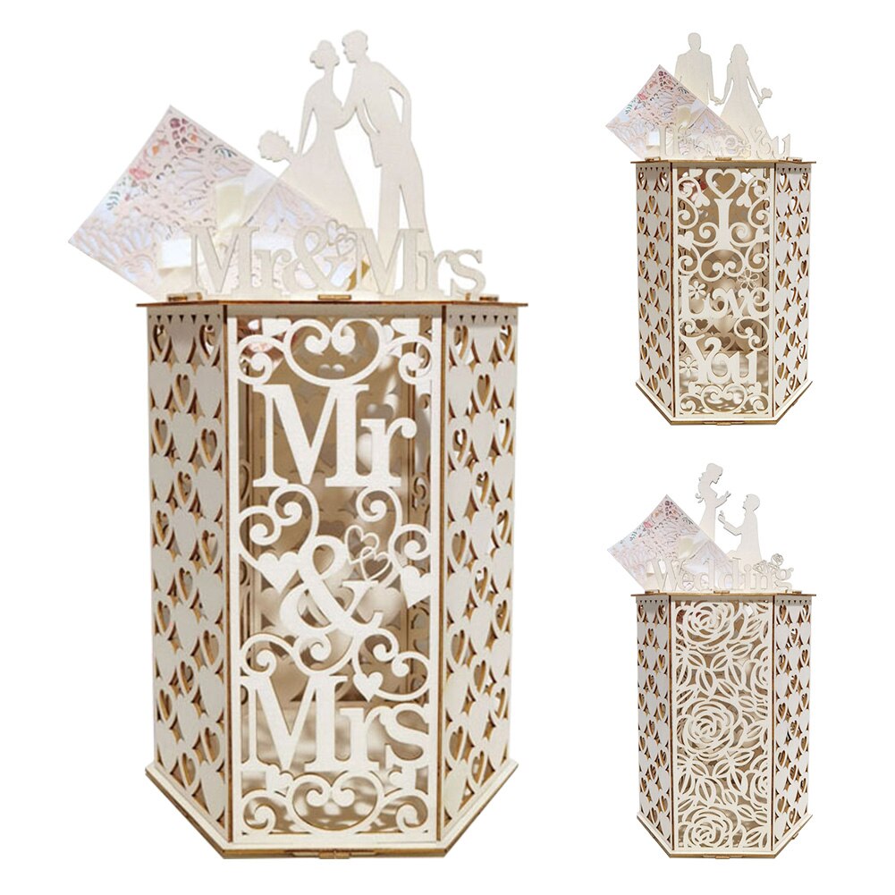 Birthday Anniversary Collection Mailbox DIY Baby Shower Wooden Hexagon Graduations Receptions Wedding Card Box Party Decor