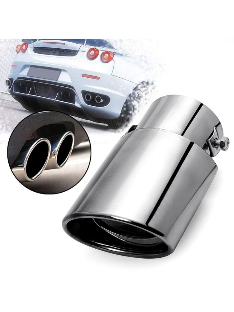 Car Muffler Stainless Steel Two-layer Exhaust Muffler Durable Tip Straight Tailpipe Muffler Fits For Most Cars Trucks Universal