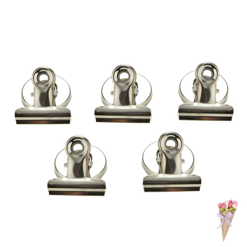 Magnetic Clip Magnet Memo Note Message Holder Silver Metal Clamp Multifunctional Paper white board 5pcs