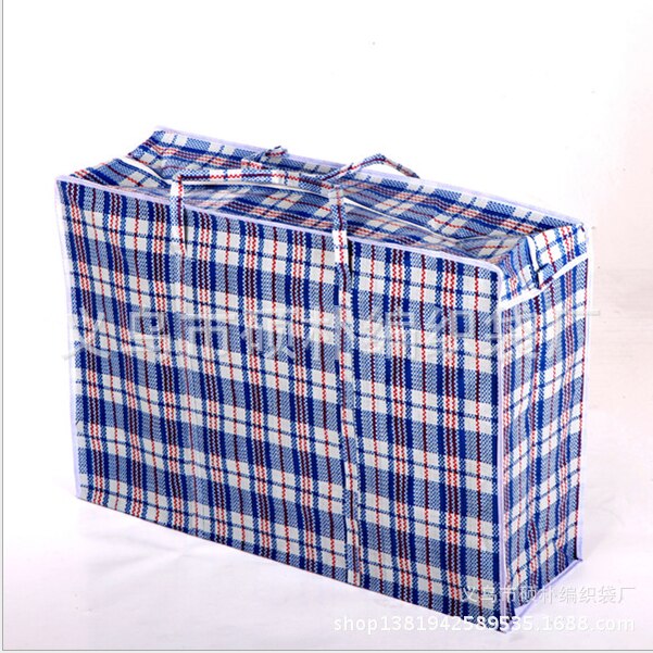 1Pcs Jumbo Home Laundry Plastic Bags Large Zipper Reusable Strong Laundry Storage Plastic Bag Holder Hangable Pouch Organizer: S / Blue