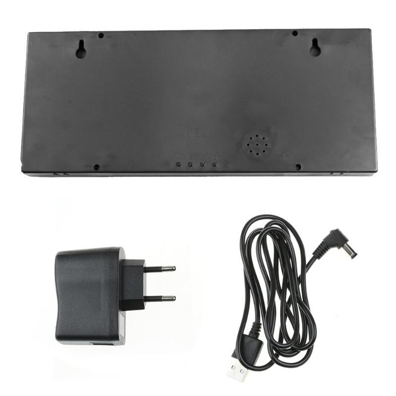 USB Digital Alarm Clock LED Electronic Clock Backlight Snooze Mute Voice Calendar Desktop Clock EU Plug