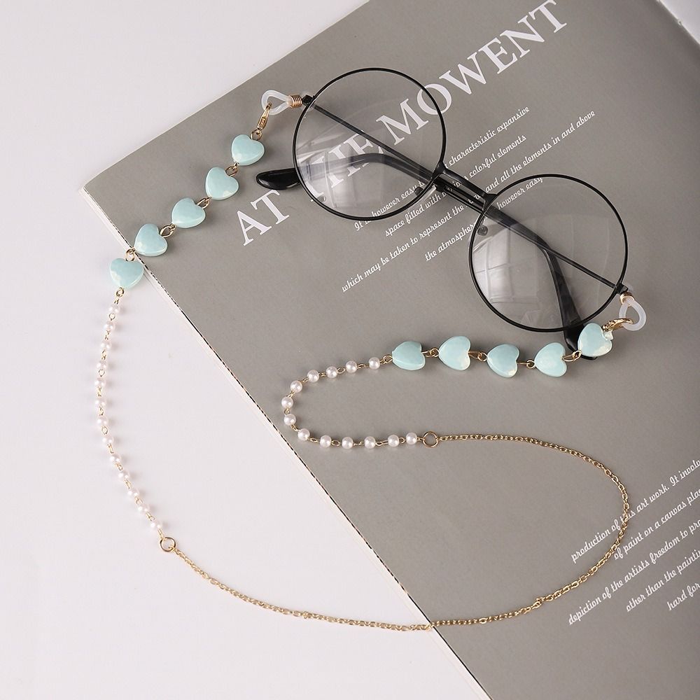 Heart Shape Imitation Pearl Eyeglasses Lanyard Glasses Chain Beaded Chain Reading Spectacles Holder Eyewear Accessories