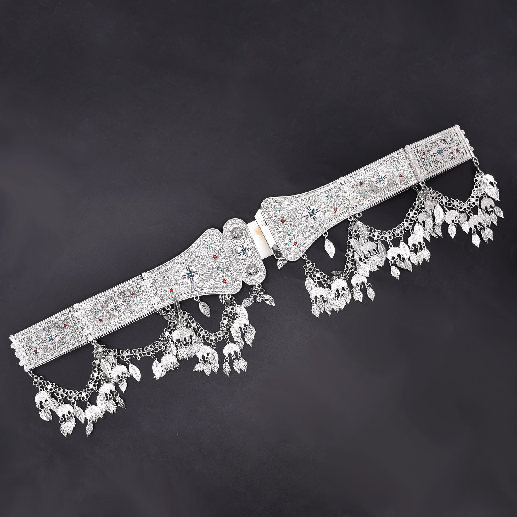 Cadena de cintura chapada en plata brillante para mujer, cadenas para el cuerpo de y pesadas, joyería para el cuerpo india Tribal étnica Vintage