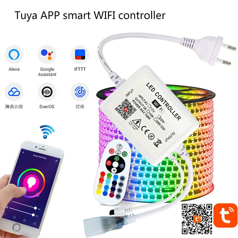 Tuya App Smart Wifi Led Controller Ac 110V 220V Rgb Controller Licht Strip Ir 24 Keys Afstandsbediening Lamp voor Rgb Led Strip Verlichting
